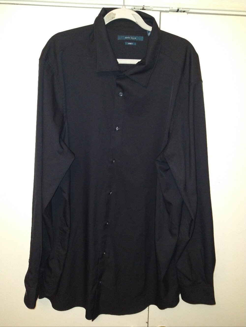 Perry Ellis Stretch Black Long Sleeve Button Up Shirt Men's sz 2XLT.